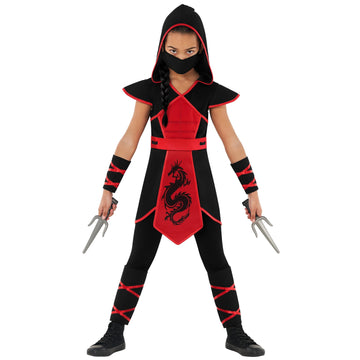 Morph - Ninja Costume For Girls -Girls Ninja Costume -Red Ninja Costume - Girl Ninja Costume- Kids Ninja Costume- Girl Ninja L
