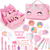 Kids Washable Makeup Kit for Girls with Cosmetic Bag - 29 Pcs Real Non Toxic Make up Set for Toddlers - Unicorn Makeup Toys for 