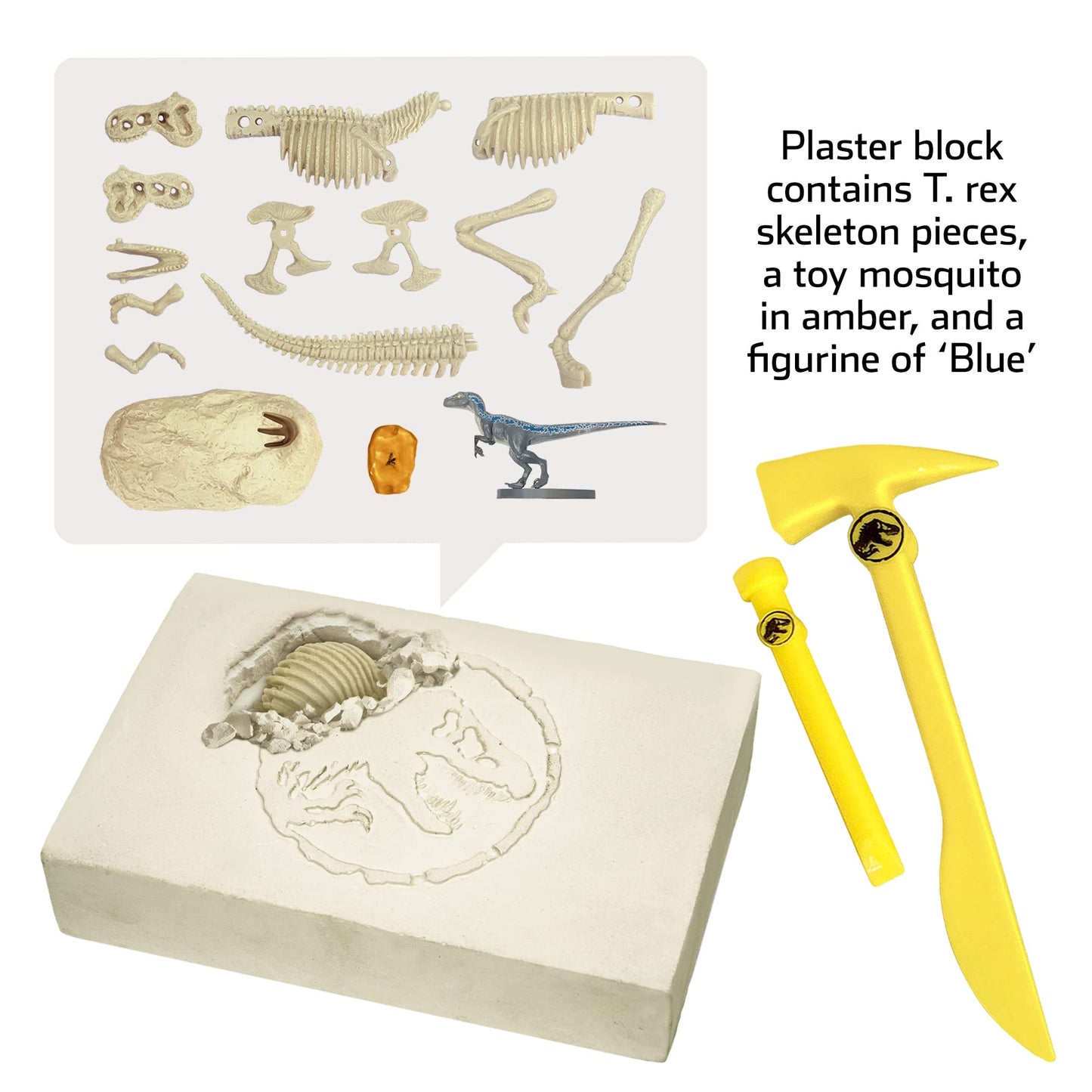 Jurassic World Dominion: Dinosaur Dig – Blue, T. Rex & Amber | Thames & Kosmos Stem Excavation Kit | Dig Out Prehistoric Treasures Custom Jurassic World Tools | Safe & Dust-Free | 2-Language (En/Fr)