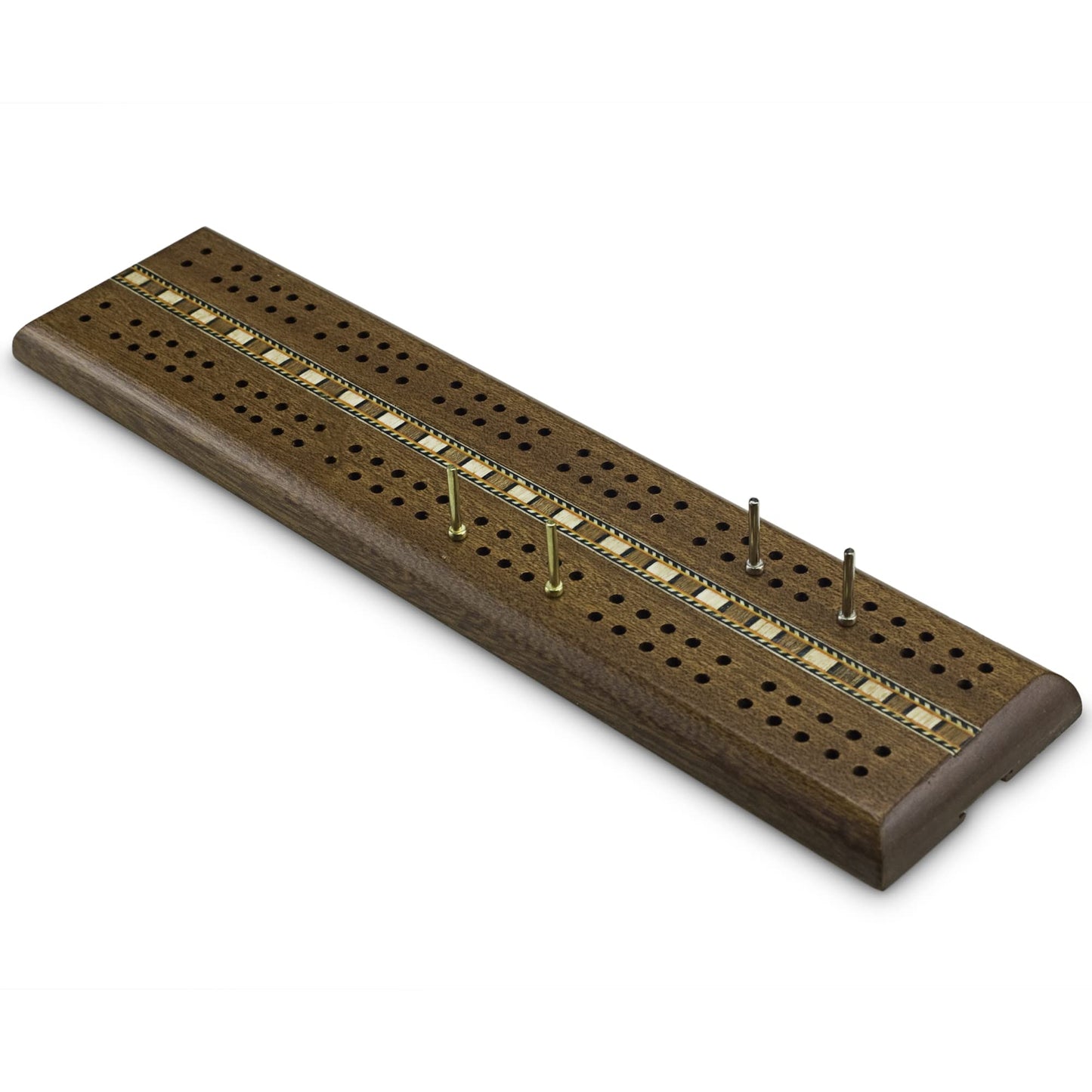 Sterling Games Wooden Cribbage 12 Inch Double Track Cribbage Board With Rich Italian Inlaid 2 Players