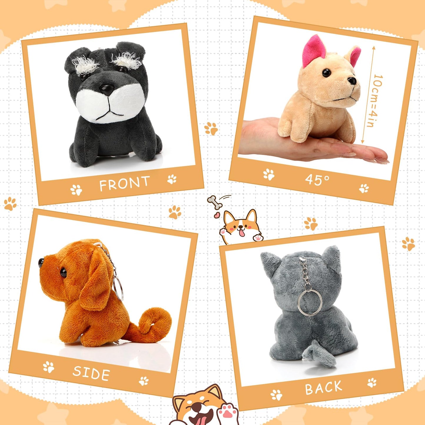 Sumind 9 Pcs Valentine Mini Plush Dog Stuffed Animals Bulk Dog Plush Party Favors Small Soft Plush Dog Toy For Easter Goodie Bag Fillers Baby Show Birthday(Vibrant Puppy)