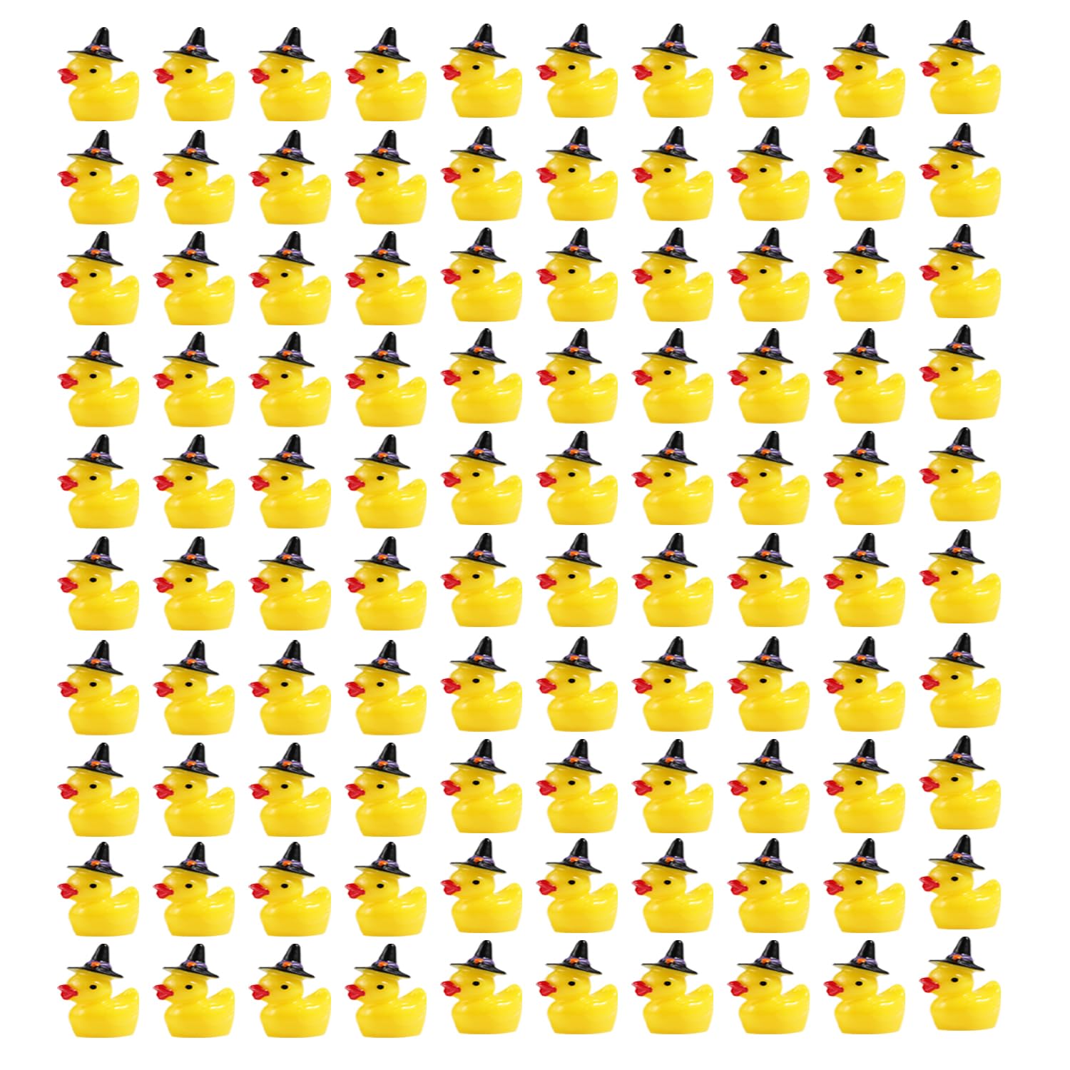 100pcs Mini Resin Duck  Tiny Ducks Halloween Witch Hat Miniature Resin Duck Little Resin Ducks for Crafts School Dollhouse Halloween Decoration (Purple Wizard Hat)