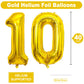 Isndare 40 Inch Number Balloons 10, Gold Helium Foil Number 10 Balloons, Large Number Balloon Age Balloon For Boys Girls Birthda