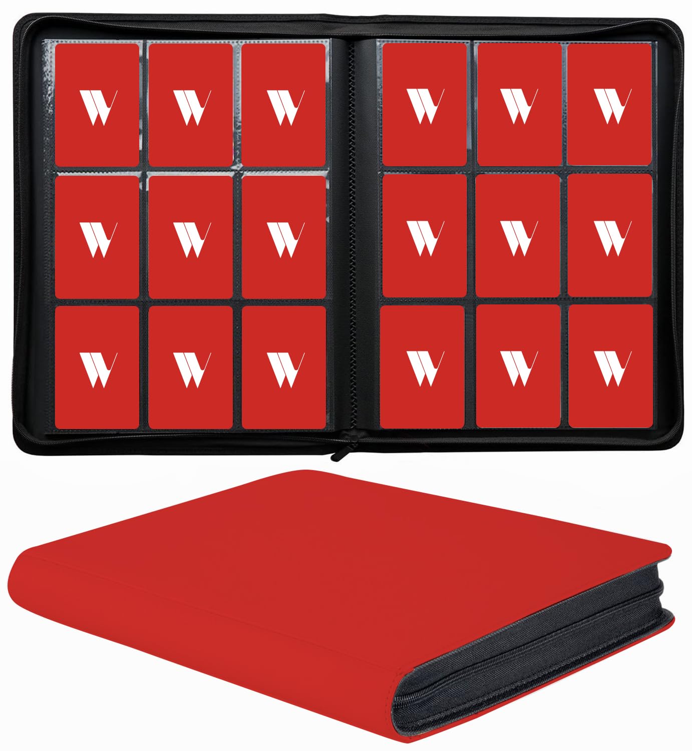 enhanced 9-Pocket Zippered Trading Card Binder  540 Pockets Double-Sided Side-Loading Card Organizer Album  PU Leather Card Holder Protector for MTG  TCG  Sports Cards (Red)
