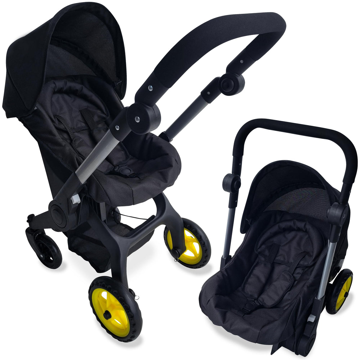 Baby Doll Car Seat Stroller Combo  Convertible 2 in 1 Doll Stroller and Car Seat for Kids  Fits Up to 20 Dolls  Play Toy B