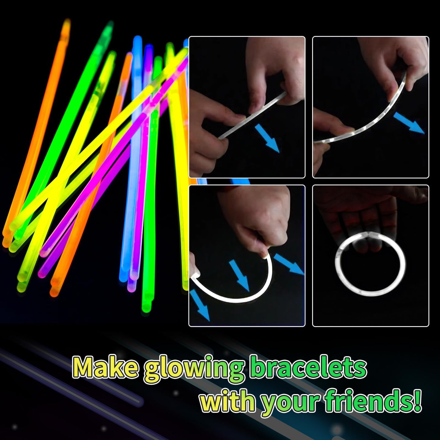 Taikula 60 Pack 8    White Glow Sticks Bulk with 60 Connectors Neon Glow In The Dark Party favors Supplies for Holiday Birthday