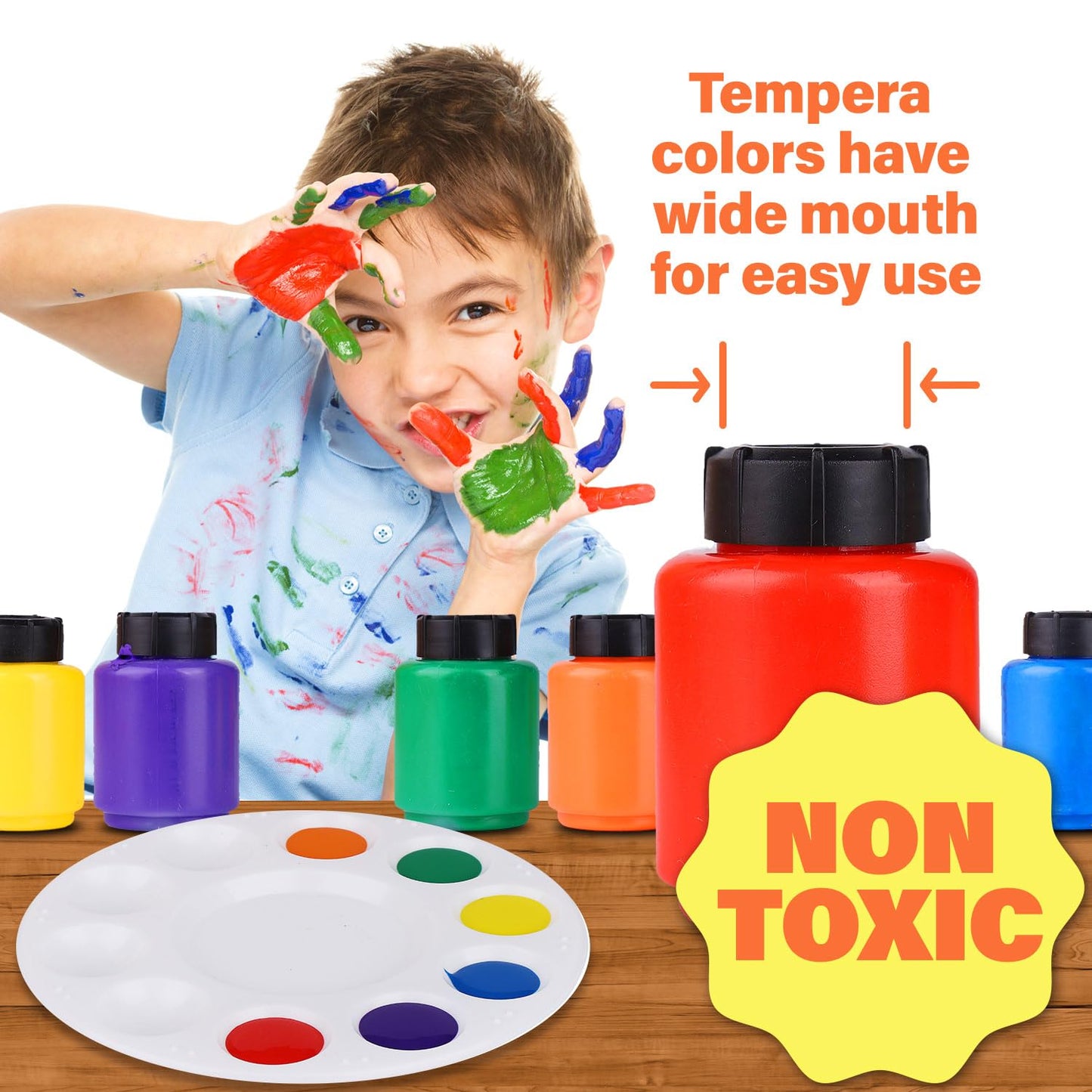 J MARK 43 Piece Toddler Painting Set - Spill Proof Paint Cups for Kids, Washable Kids Paint, Painting Tools, Kids and Toddler Pa