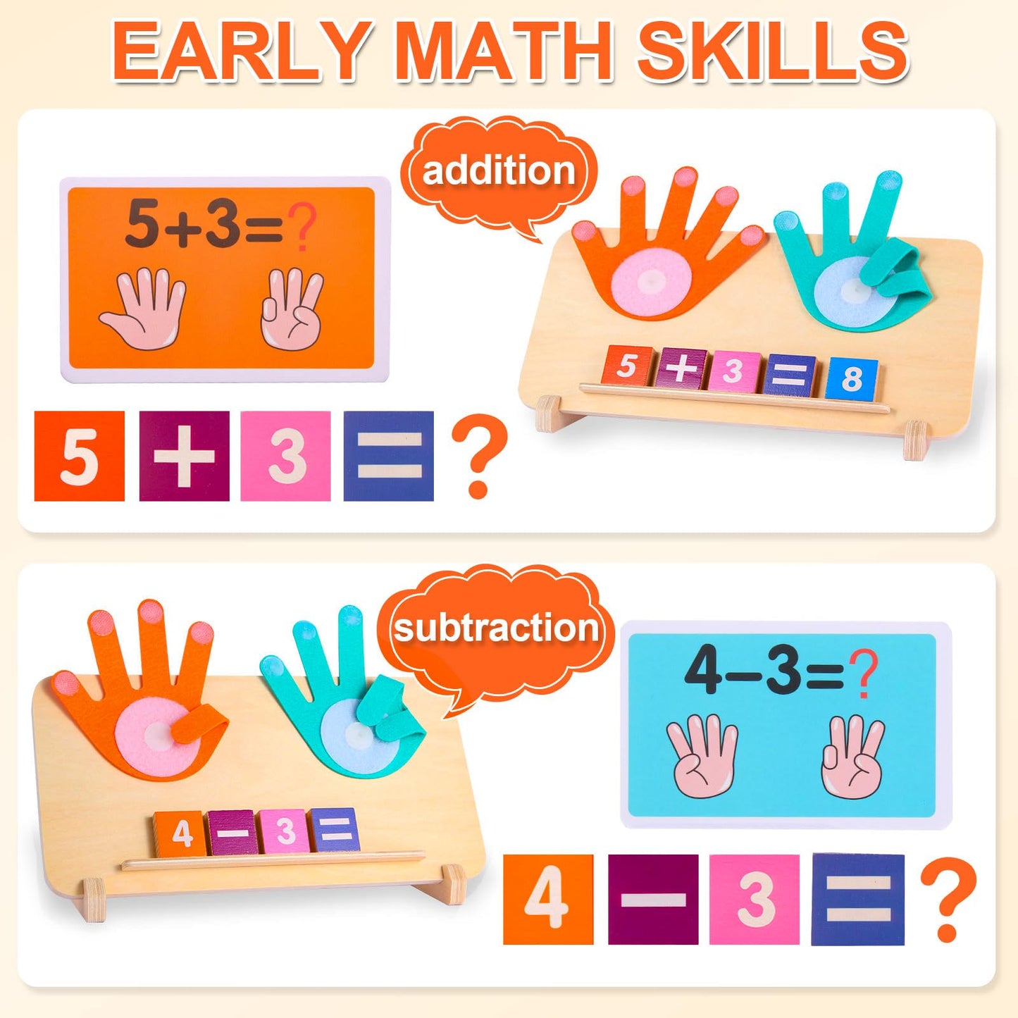 Montessori Toys For 3-5 Year Old, Educational Math Manipulatives Learning Toys For Toddlers 3-5 Years, Number Counting Blocks To