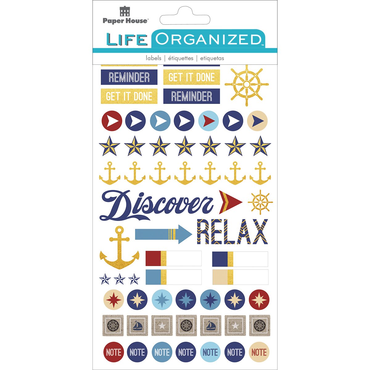 Paper House Productions STPL-0005 Stickers, 3-pack, Nautical 3 Count