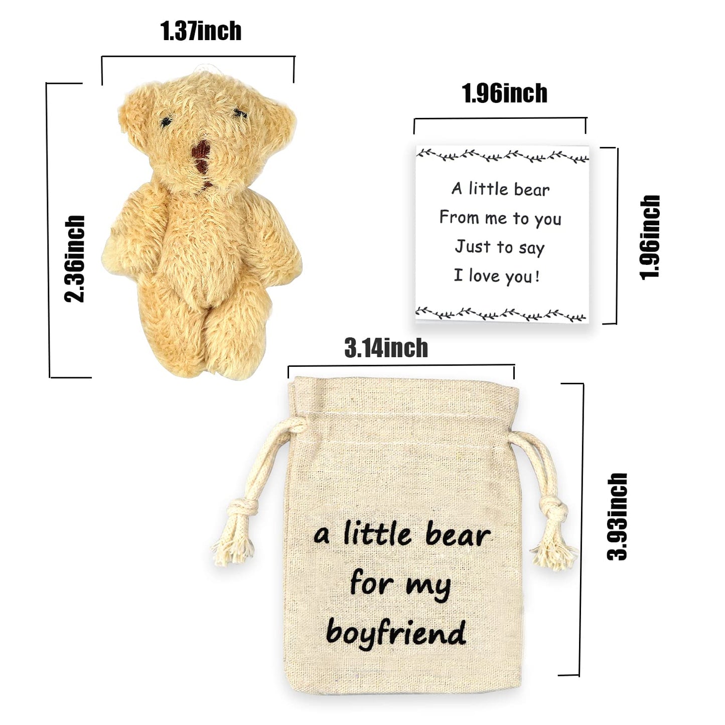Luokifur Pocket Bear Boyfriend Long-Distance Teddy Bear I Love You Gift Couple Long-Distance Relationship Gift (Boyfriend)
