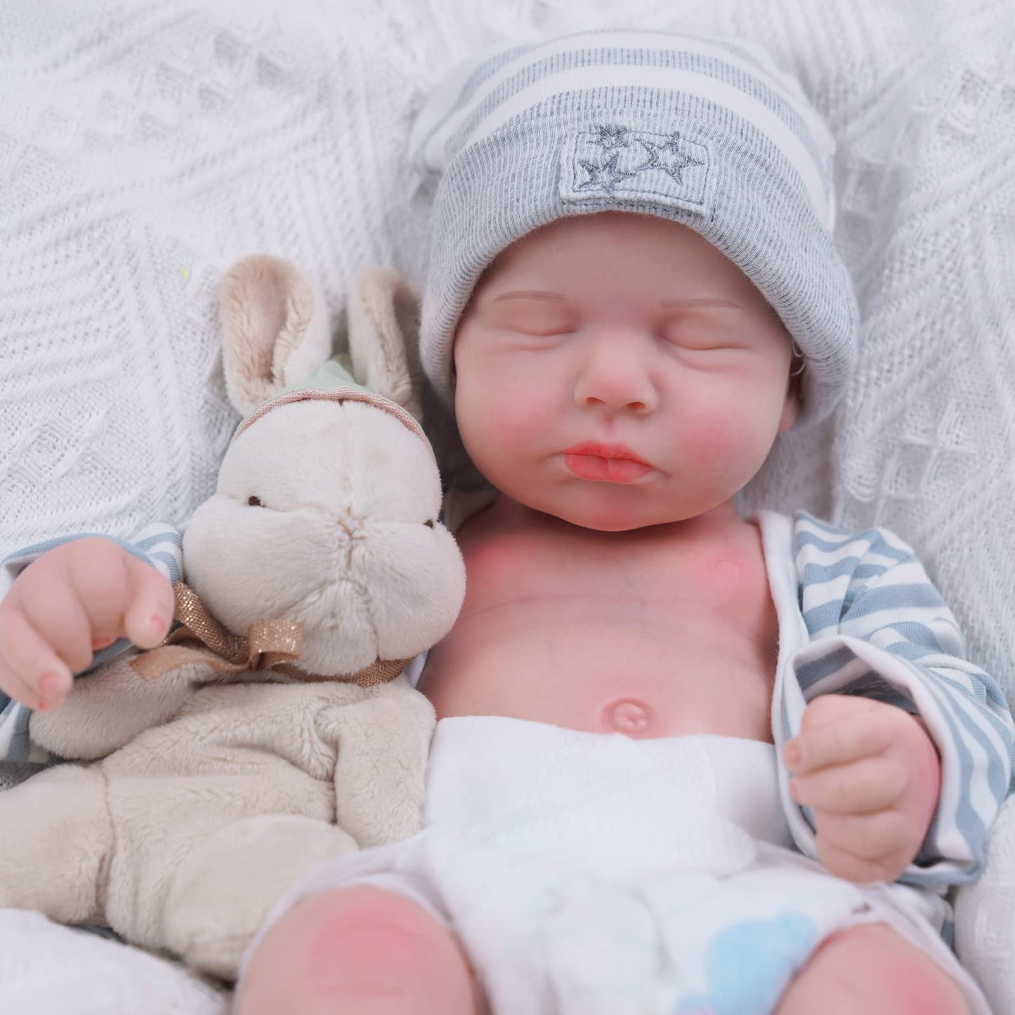 Babeside Reborn Baby Dolls Loulou 16'' Platinum Full Silicone Baby Doll Realistic-Newborn Baby Dolls That Look Real Sleeping Baby Doll For Kids & Toddlers