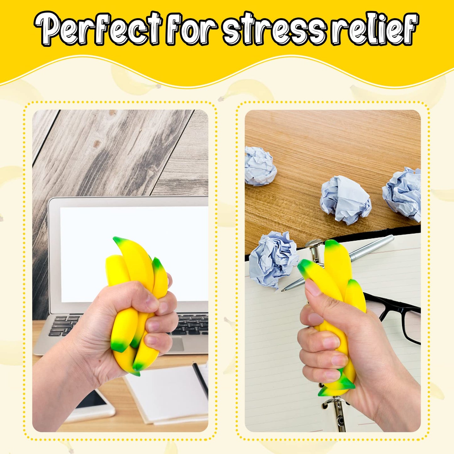 Lovestown 30Pcs Banana Stress Toys, Stretchy Banana Fidget Toys Mini Squishies Banana Toys For Stress Relief Kids Adults Party Favors