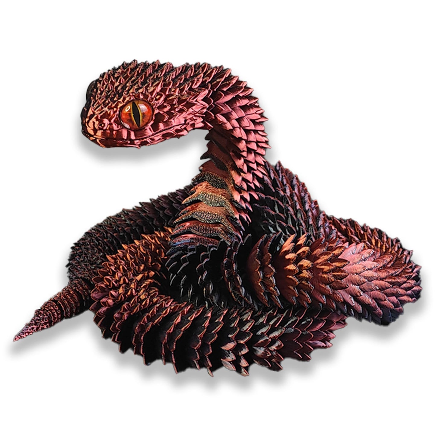 Binvin 24 In 3D Printed Snake Viper, Articulated Snake Toy, 3D Printed Animal Model, Red Black