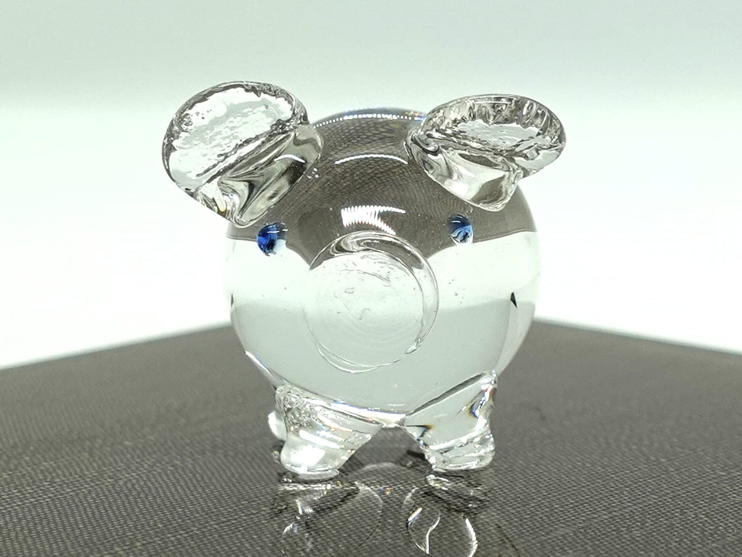 Sansukjai Pig Tiny Miniature Figurines Animals Hand Blown Glass Art Collectible Gift Decorate, V1 (Clear)