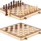 A&A 15'' Magnetic Wooden Chess Set/Folding Board / 3'' King Height German Knight Staunton Chess Pieces/Mahogany & Maple Inlaid /