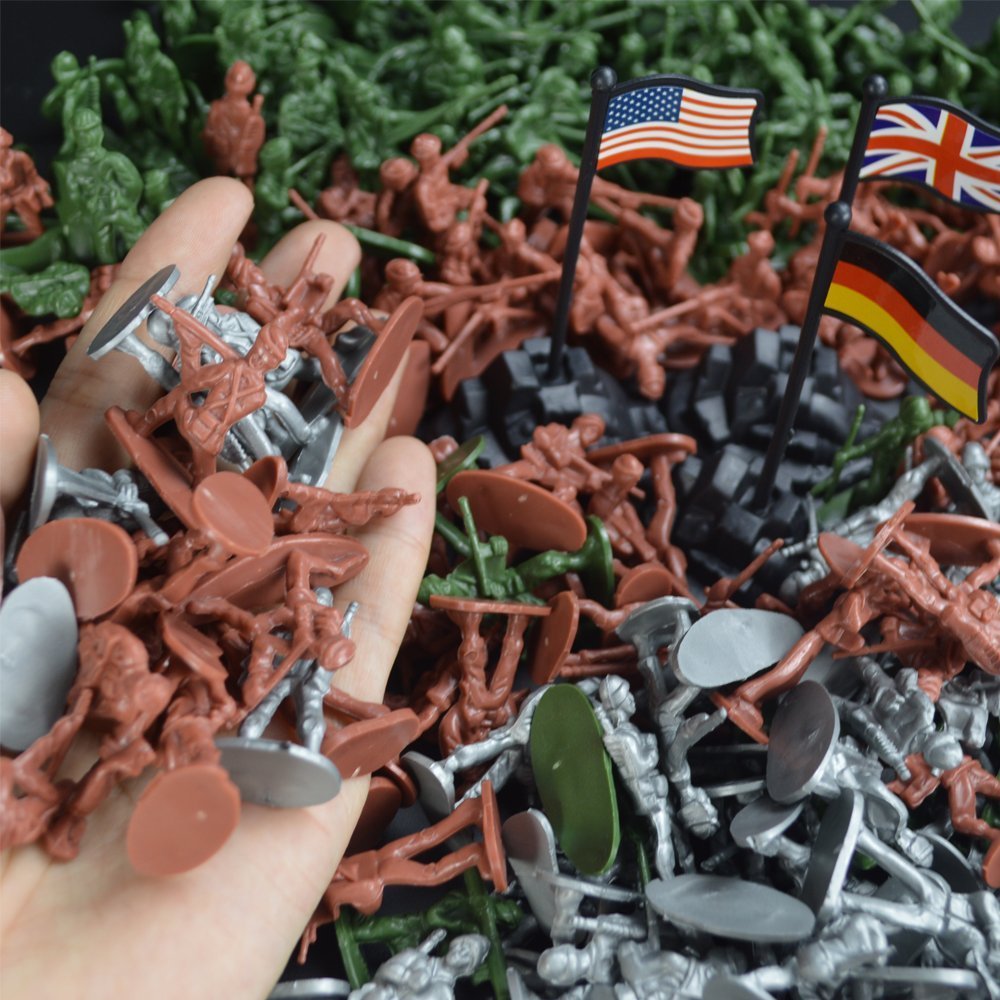 RAINBOW TOYFROG Army Men Action Figure Set - 300 pcs Durable Plastic Toy Soldiers - Multicolor Military Playset for Kids