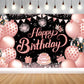 YinQin 180x120 cm Black Rose Gold Happy Birthday Party Backdrops Cloth 71x47 in. Glitter Rose Gold Birthday Photography Backgrou