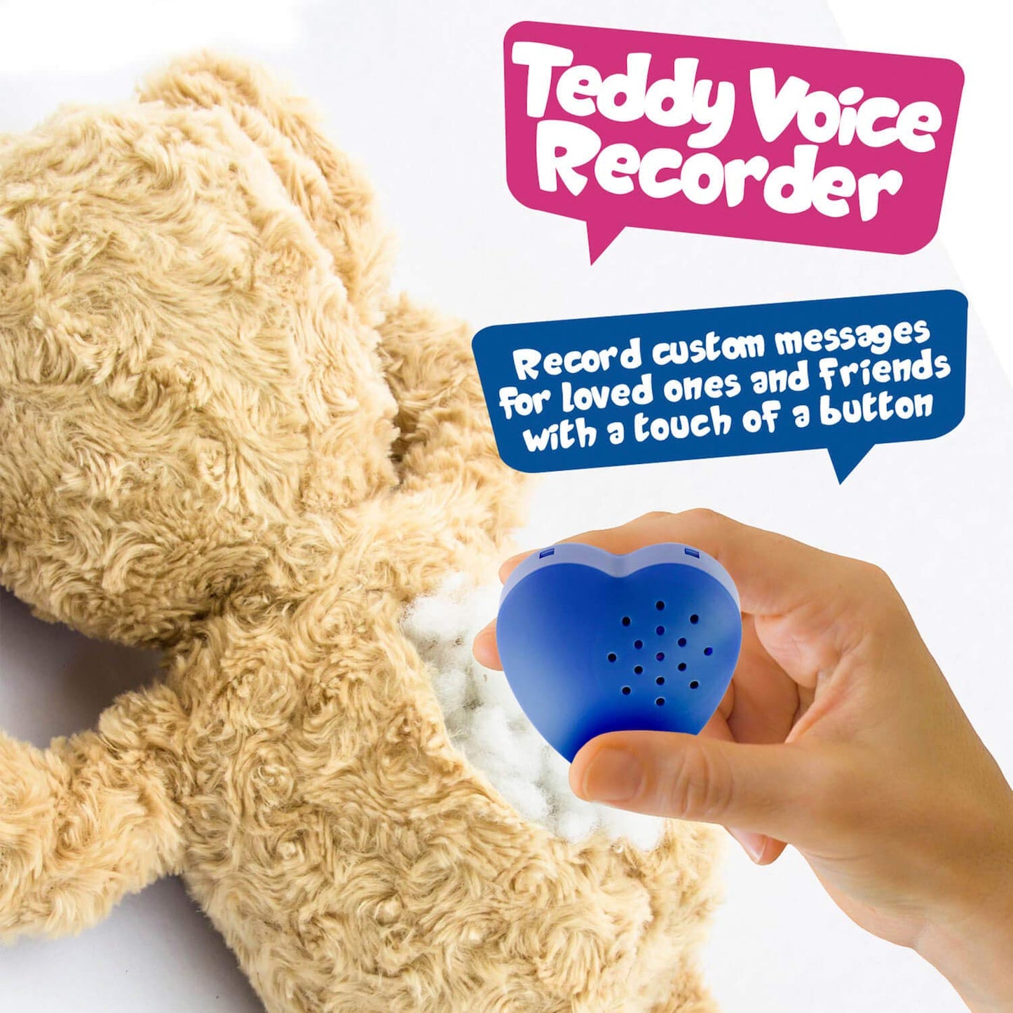 Inventiv 2 Pack  30 Second Voice Sound Recorder Module for Plush Toy  Stuffed Teddy Bear Animal Recordable Heart  Record Custom Messages (Blue)