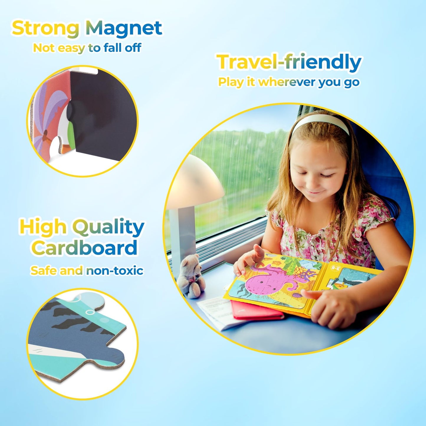 Nattork Magnetic Puzzle Book For Toddlers 3-6 Girls Boys,Travel Puzzles Game For Kids Ages 3-6,Learning Magnet With Fun For 3 4 5 6 Years Old Children Boys Girls Marine Animal