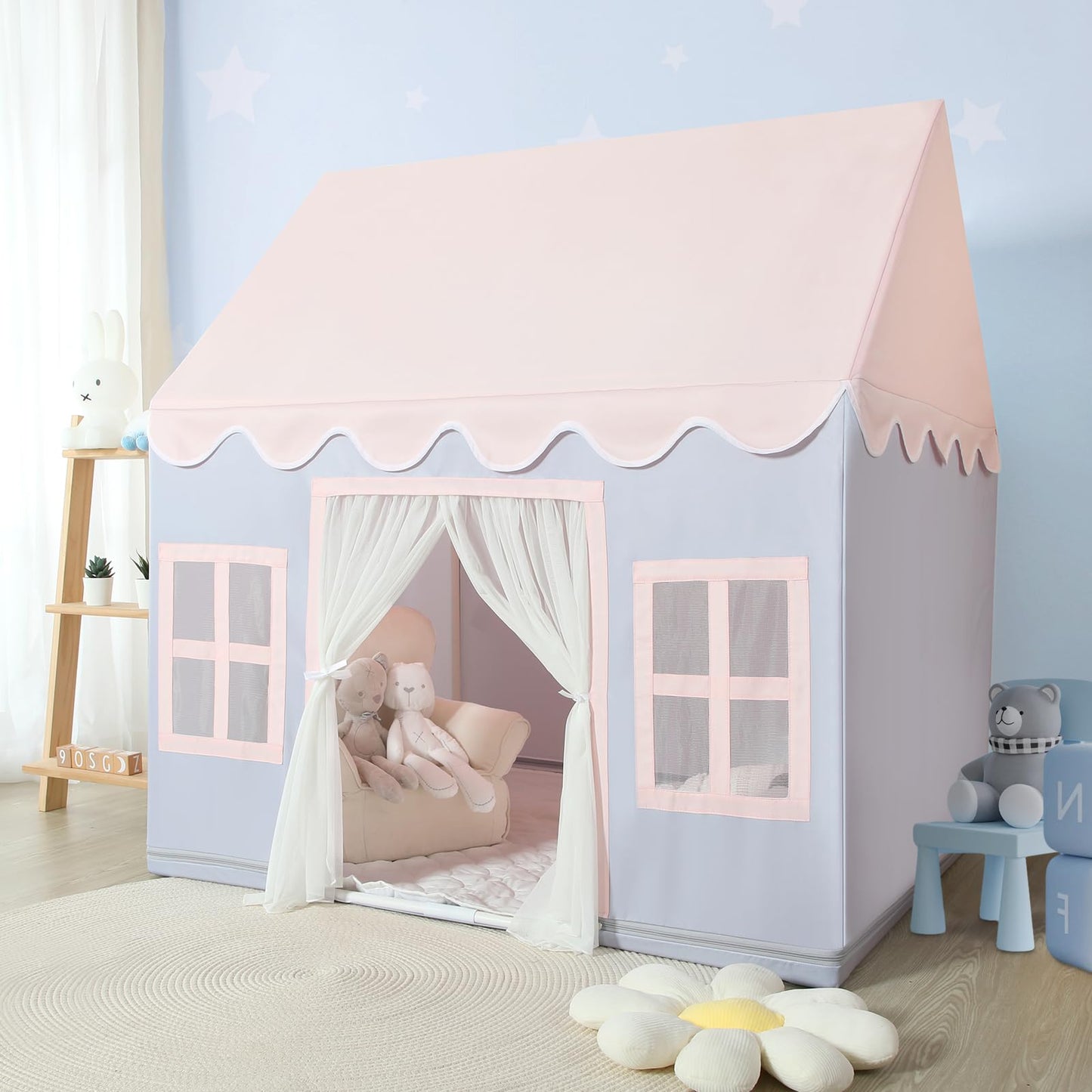 Wilwolfer Play Tent For Kids Indoor - Kids Play Tent Indoor Toddlers Play Tent Large Toddler Tent For Kids Toy House Birthday Gift For Boys & Girls Playroom Decor (Gray Playhouse)