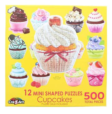 Lafayette Puzzle Factory Cupcakes 12 Mini Shaped Puzzles Total Of 500 Pieces By Lafayette Puzzle Company, Multi-Colored,0079Zzc
