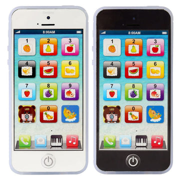 Sujosa 1pcs Black or White Yphone, Pretend Smart Mobile Toy Phone for Toddler Baby & Kids, Musical English Learning Preschool Ed