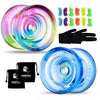 Magicyoyo Pack Of 2 Responsive Yoyos For Kids Beginners, K2 Crystal Yoyos With 2 Yoyo Gloves, 2 Yoyo Bags, 12 Yoyo Strings (Crystal Blue+Blue Pink Yellow)