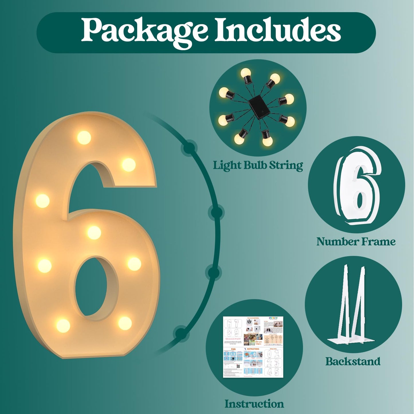 3Ft Marquee Numbers, Light Up Numbers 6 For 6Th 16Th 36Th Birthday Decorations, Big Numbers For Party Decorations, Large Light U