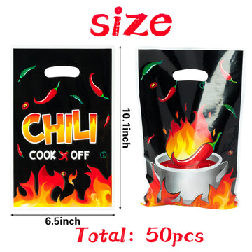 3Sscha 50Pcs Chili Fire Party Favor Bag Red Hot Pepper Flame Plastic Waterproof Goodie Bag Cook Off Contest Decoration Rectangular Gift Bags For Kids Picnic Home Theme Party Favor Supplies