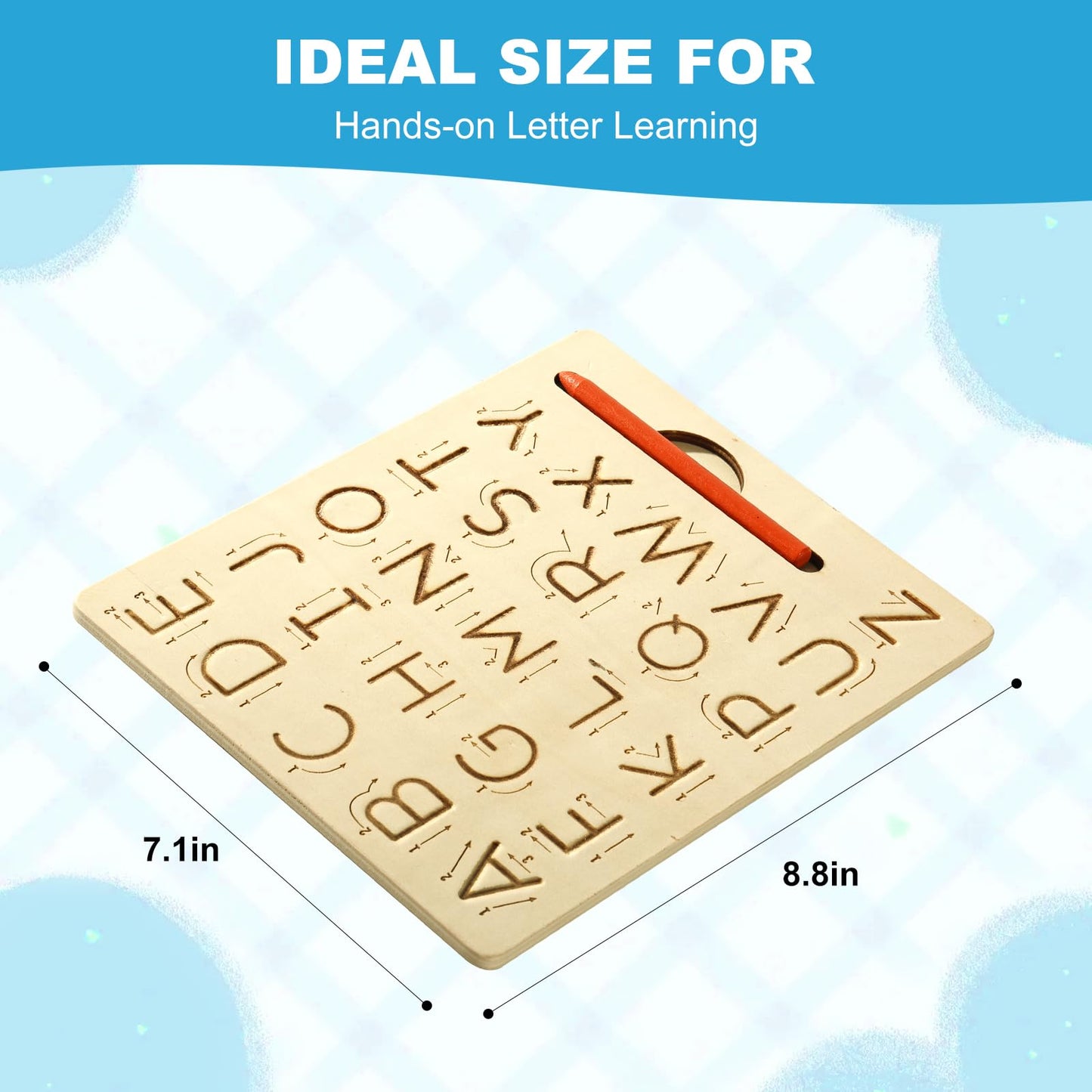 Hzsshb Wooden Letters Practicing Board,Reusable Handwriting Alphabet Tracing Board Double-Sided Toddlers And Preschool Gifts Lea