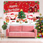 LDWLYW Christmas Birthday Backdrop Happy Birthday Christmas Banner Backdrop for Girls Kids Red Christmas Birthday Party Decorati