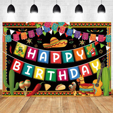 Mexican Happy Birthday Backdrop Mexican Party Decorations 4.9x3.3Ft Fiesta Theme Backdrop Mexico Cinco De Mayo Carnival Decors T