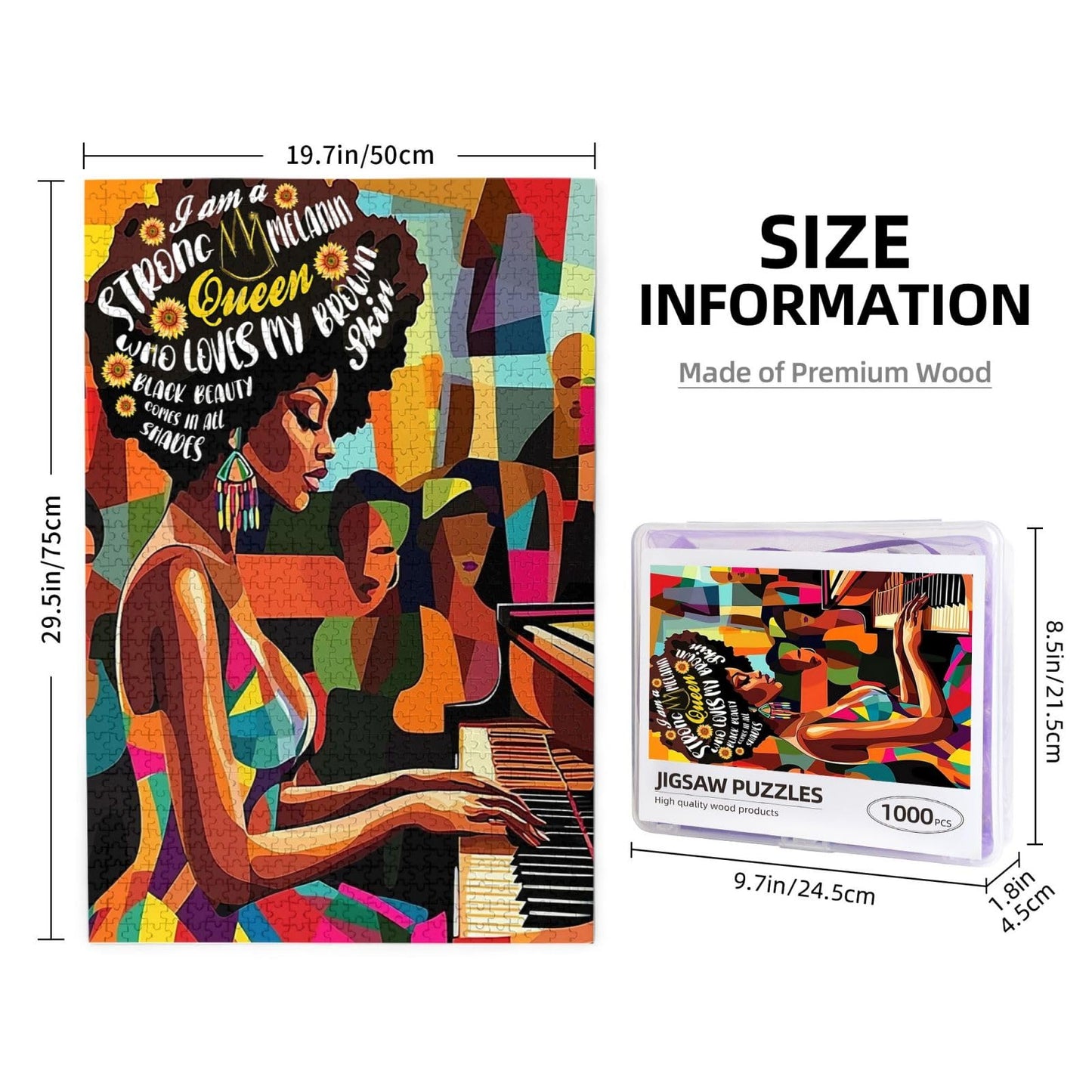 African American Jigsaw Puzzles For Adults 1000 Pieces Abstract Black Women Puzzle Black Queen Playing The Piano Wooden Puzzle F
