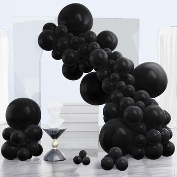Partywoo Black Balloons, 120 Pcs Matte Black Balloons Different Sizes Pack Of 18 Inch 12 Inch 10 Inch 5 Inch For Black Balloon Garland Or Arch As Birthday Decorations, Party Decorations, Black-Y18