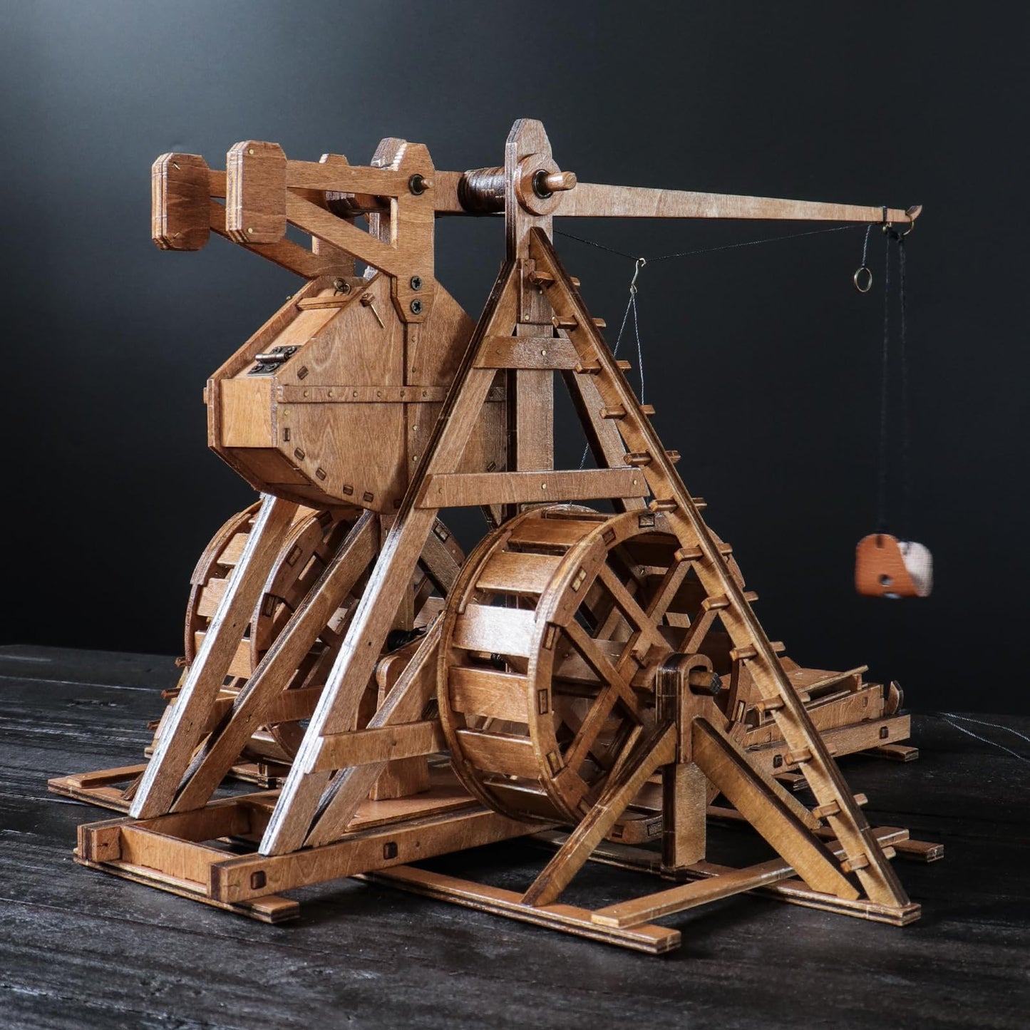 YAQUMW The MINI Counterweight Trebuchet with Wheel Europe Medieval Siege Chariot Catapult  DIY 3D Wooden Puzzles Mechanical Model Kits STEM Projects Tabletop Toy