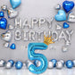 40 Inch Light Blue Number 1 And Mini Crown Balloon For 1St Birthday Party Decorations, Light Blue Birthday Party Balloons Decora