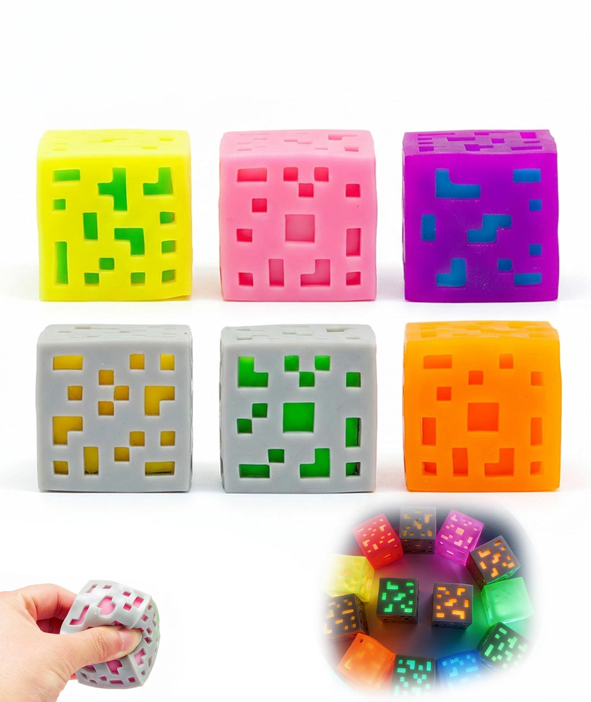 Taba Squishy Block Glow in The Dark Squishy Toy, Squishy Toys, Sensory Fidget Toys, Fufu Squishy, Night Time Stress Toys (Random