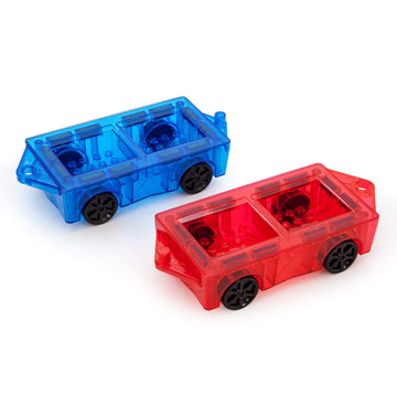 Picassotiles 2Pcs Mini Magnetic Tiles Expansion Car Truck Construction Set, Kids Building Magnet Bricks Stem & Learning Toys, Ma