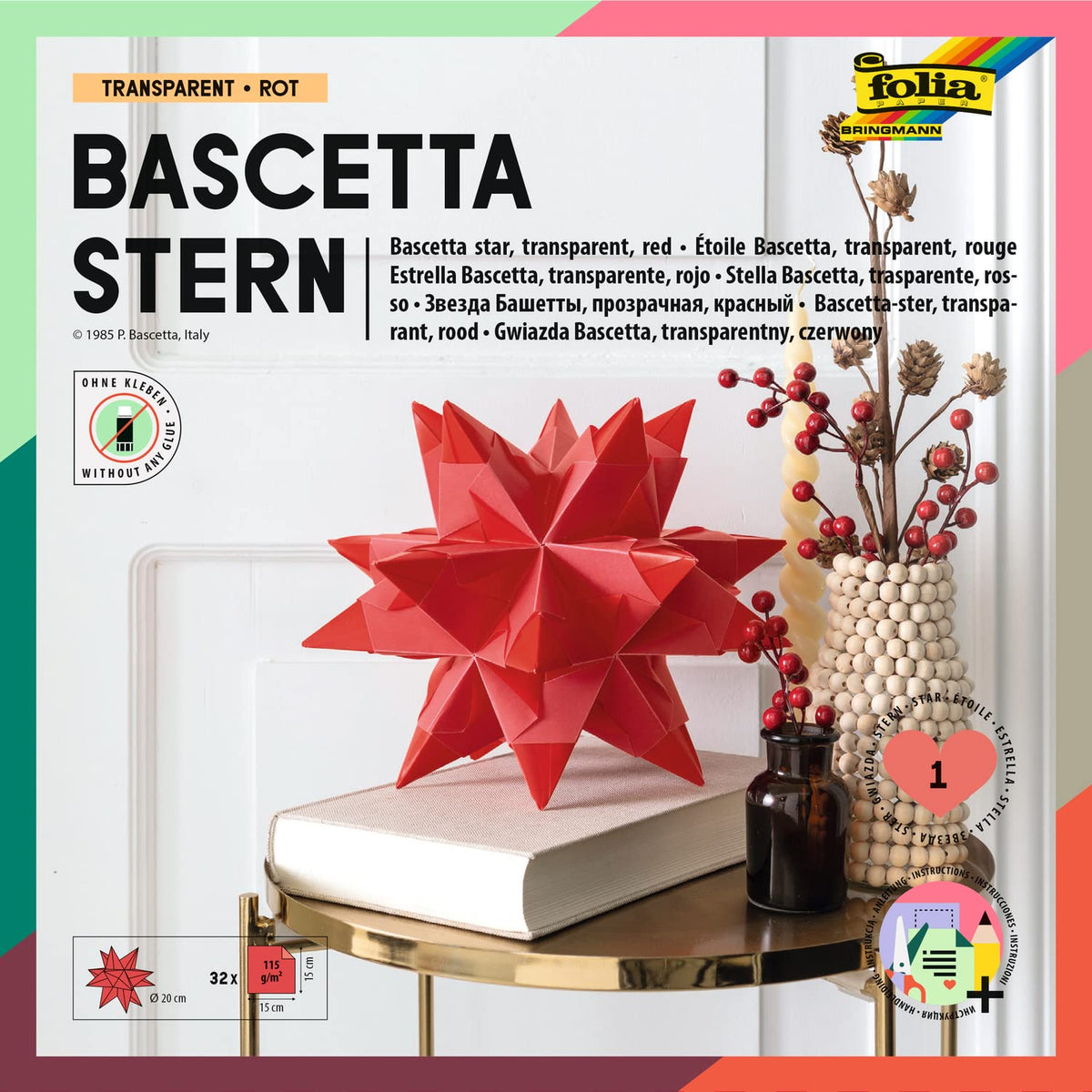 Folia 836/3030 Bascetta Star Handicraft Set, Blue, red, 15 x 15 cm