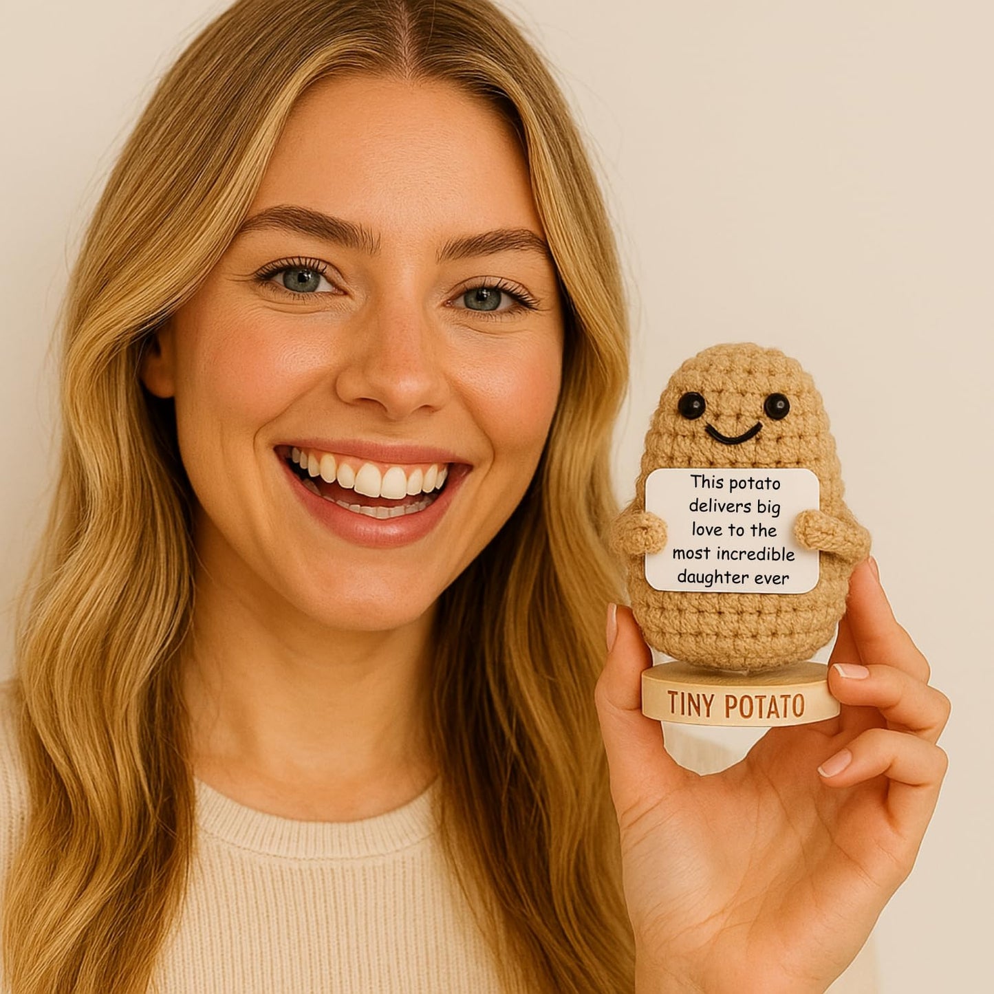 Got you a little something Daughter Gifts - Handmade Positive Crochet Potato Doll with 30 Signs - Birthday Gifts for Daughter  Bonus Step Child  Grown mature-themed Daughters Present