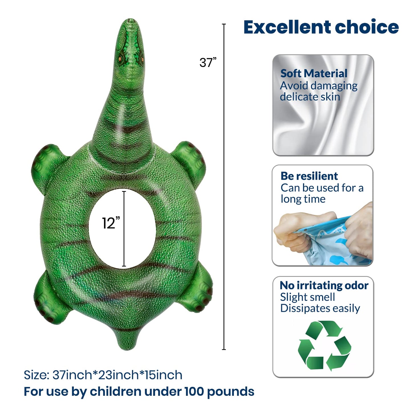 Hohqb Lifelike Tyrannosaurus Inflatable Dinosaur Pool Floats Kids, Swimming Pool Ring, Kids Pool Toys For Toddlers Ages 3-12 Boy