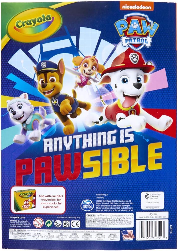 Crayola Paw Patrol Coloring Book (288Pgs), Kids Coloring Book Pages & Stickers, Paw Patrol Gift, Travel Activity, Toddler Toys, 3+