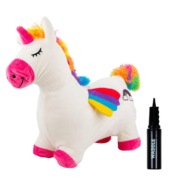 Waddle Bouncy Hopper Inflatable Animal Hopping Plush, Indoor And Outdoor Toy For Toddlers And Kids, Pump Included, Boys And Girls Ages 2 Years And Up (Unicorn)