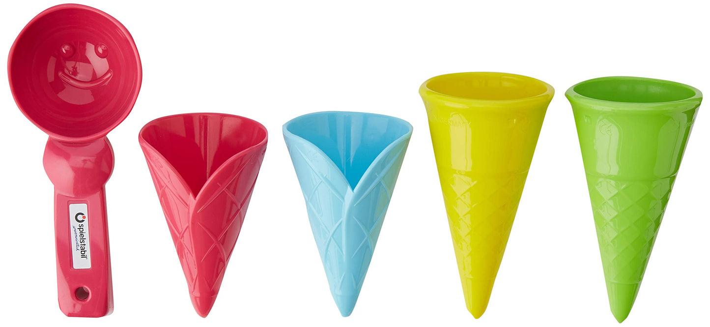 Spielstabil Ice Cream Duo: Toddler Beach Ice Cream Toy Sand Toys with 4 Cones & Scooper, Ideal Toddler Outdoor Toys from 18 Mont