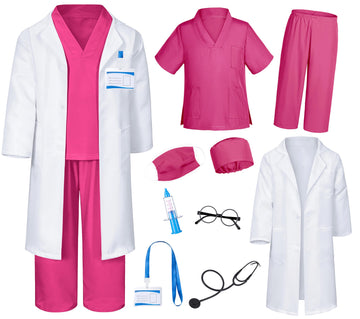 Doctor Costume For Kids Scrubs Pants With Accessories Set Children Party Cosplay Rose 5T-6T