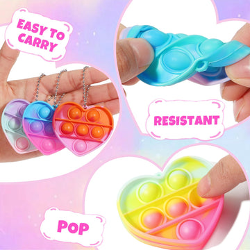 Asoulin Party Favors For Kids 8-12, 24 Packs Pop Heart Fidget Toys & Gifts Cards Birthday Easter Gift For Kids Toddler Boys Girl
