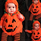 WOLBAY 2Pcs Infant Halloween Pumpkin Costume Set, Fleece Hoodie Romper & Cotton Pants, 3-6 Months, Orange-A for Baby Boy Girl
