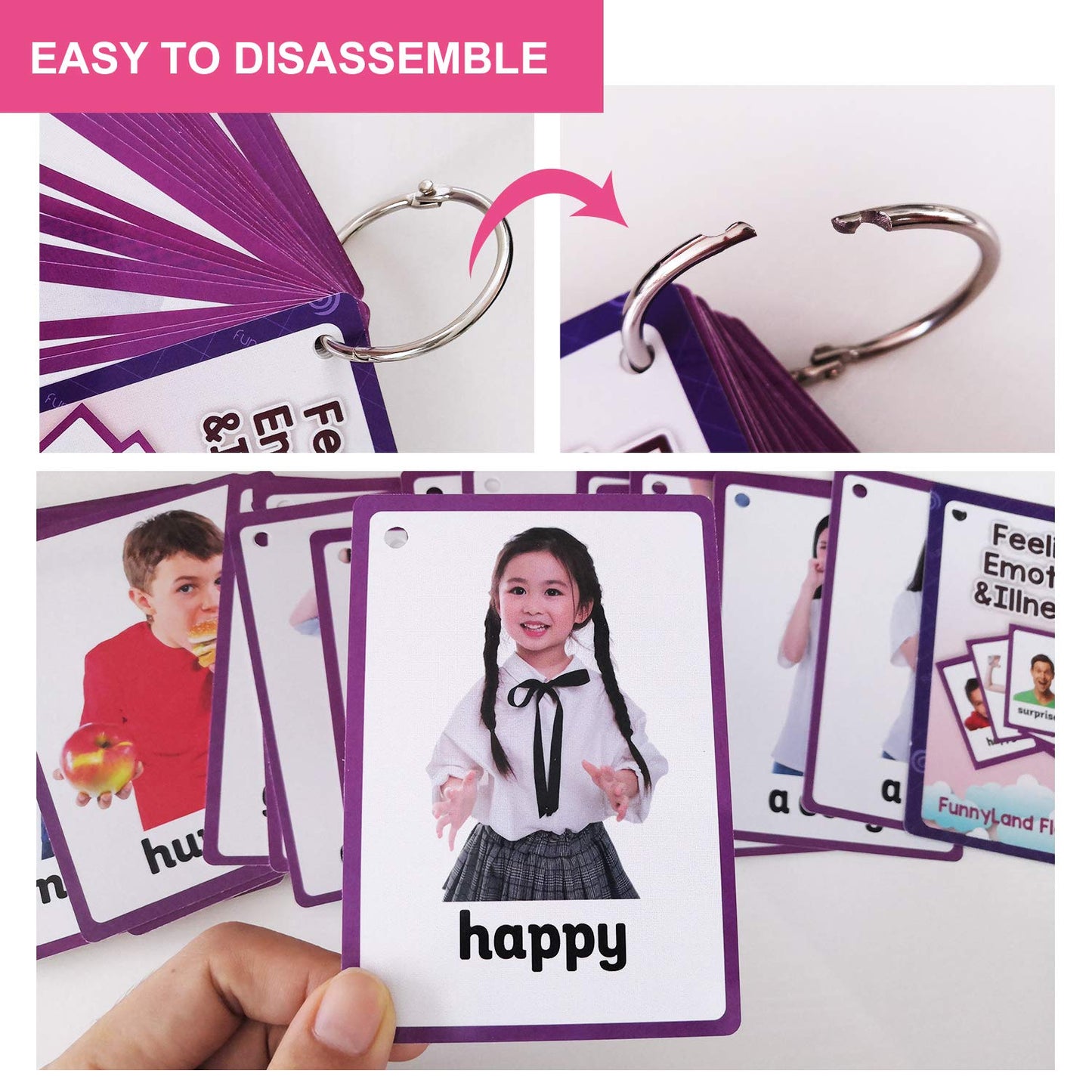 Kids Gifts English Flash Cards Pocket Card Educational Learning Baby Toys For Children Pre-Kindergarten (Feelings/Emotions/Illness)