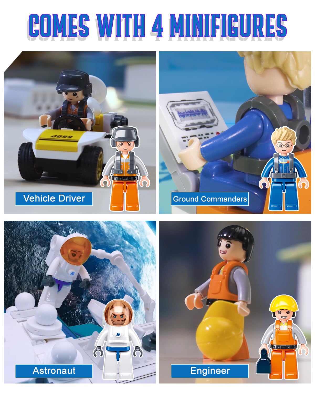 City Space Launch Center Building Set, Rocket Launchpad Building Kit With 4 Astronaut Minifigures For Stem Role-Play, Gift Toys For Boys 6-12, Compatible With Lego Space, 424 Pcs