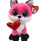 Ty Beanie Boo Parfait Pink Valentine Fox Plush Toy - 6" Small Multi Color - Model 37365